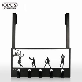 【OPUS 東齊金工】歐式鐵藝門後掛勾/免釘廚房掛鉤/無痕掛衣架(HO-ba04B 灌籃高手 經典黑)