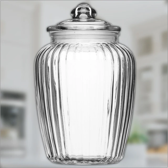 【KitchenCraft】菊花紋復古玻璃密封罐 2200ml(保鮮罐 咖啡罐 收納罐 零食罐 儲物罐)