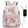 【Sp house】玫瑰花園USB充電孔雙肩後背手提大容量女包(4色可選)