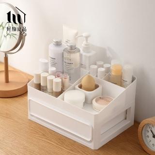 【好物良品】二層 日本多功能桌面抽屜式收納盒(文具收納盒 化妝品口紅分類收納置物盒 梳妝臺收納 整理盒)