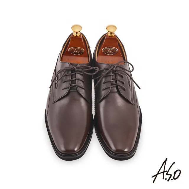 【A.S.O 阿瘦集團】職場通勤 勁步健康內增高綁帶德比紳士鞋(咖啡)