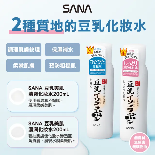 【SANA 莎娜】豆乳美肌化妝水200mL(清爽/濃潤)