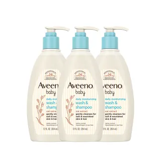 【Aveeno 艾惟諾】嬰兒燕麥沐浴洗髮露3入組(354mlx3_嬰兒沐浴)