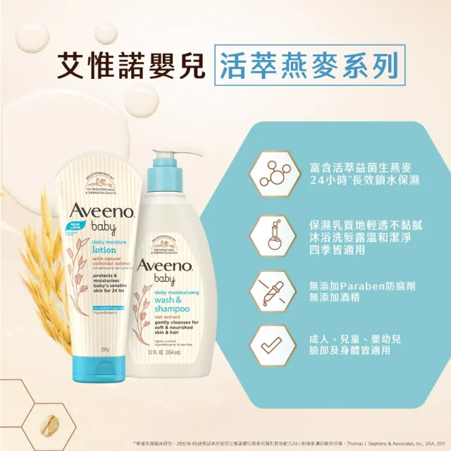 【Aveeno 艾惟諾】嬰兒燕麥沐浴洗髮露3入組(354mlx3_嬰兒沐浴)