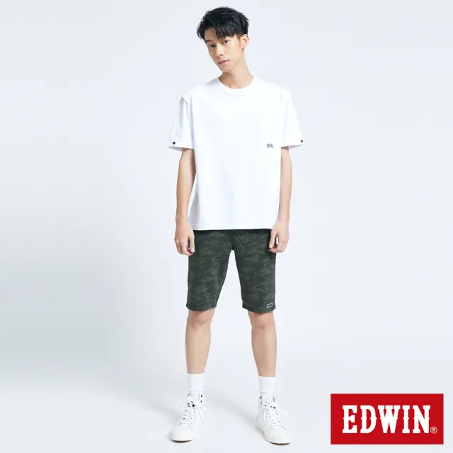 【EDWIN】男裝 JERSEYS 棉涼感迷彩EJ2迦績短褲(墨綠色)