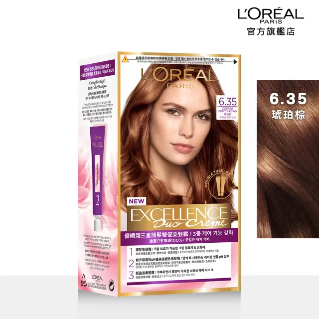 【LOREAL Paris 巴黎萊雅】優媚霜三重護髮雙管染髮霜(8色任選)