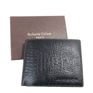 【Roberta Colum】諾貝達 鱷魚紋男士皮夾／專櫃皮夾／短夾(23553-1黑色)