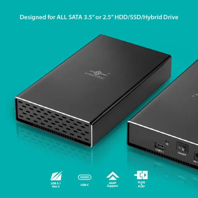 【Vantec 凡達克】NexStarR GX USB 3.1 Gen 2 Type-C 3.5吋 SATA HDD/SSD 硬碟外接盒(NST-371C31-BK)
