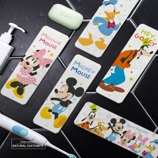 【收納王妃】迪士尼Disney 米奇米妮 硬式珪藻土 吸水洗漱墊 漱口杯架 矽藻土(尺寸:24X8X0.9CM)