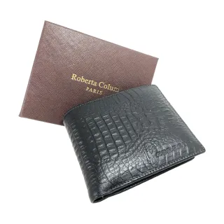 【Roberta Colum】諾貝達 鱷魚紋男士皮夾／專櫃皮夾／短夾(23555-1黑色)