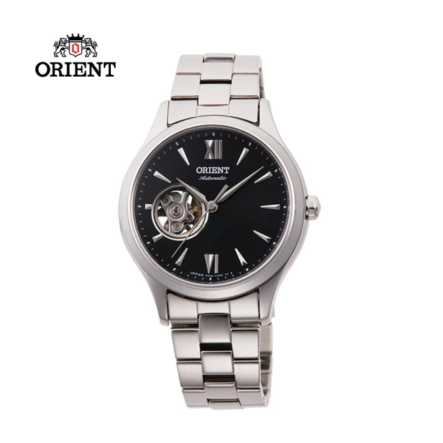 【ORIENT 東方錶】ORIENT 東方錶 ELEGANT系列 優雅小鏤空機械錶 鋼帶款 黑色- 36mm(RA-AG0021B)