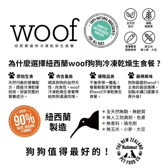 【NZ Natural鮮開凍】woof狗狗冷凍乾燥生食餐1kg/1.2kg