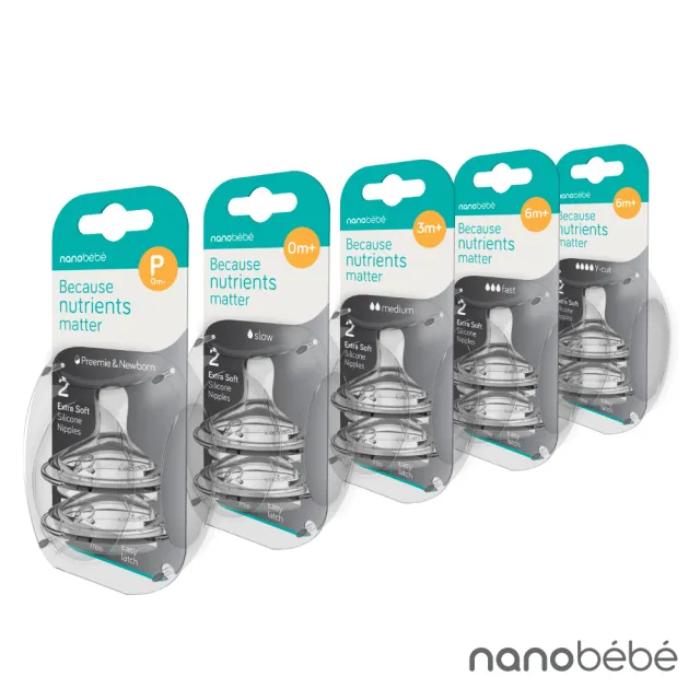 【nanobebe】360°雙防脹氣配速奶嘴(2入)