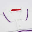 【ROBERTA 諾貝達】台灣製 繽紛彩條短袖POLO棉衫(粉紫)