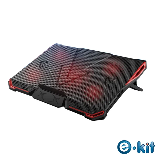 【e-Kit 逸奇】緋紅五風扇筆電散熱墊_支援17吋以下(CKT-Y4)