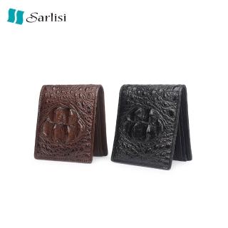 【Sarlisi】新款泰國男士鱷魚皮真皮短款錢包多卡位正品皮夾超薄錢夾(頭骨款)