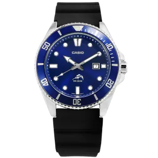 【CASIO 卡西歐】潛水錶 槍魚系列 藍水鬼 防水200米 日期 橡膠手錶 藍色 44mm(MDV-106B-2A)