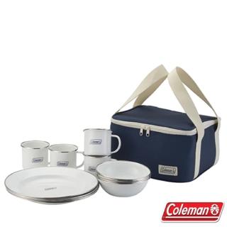 【Coleman】四人份琺琅餐盤組/含碗.馬克杯.餐盤/附收納袋.輕便易攜(CM-32362 R)