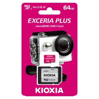 【KIOXIA 鎧俠】EXCERIA PLUS Micro SDXC UHS-I U3 V30 A1 64GB 記憶卡(台灣製造 / 附轉卡)