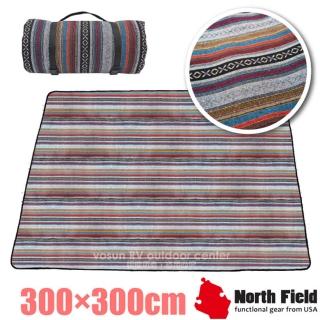 【美國 North Field】炫彩民族風 加厚抗撕裂防水野餐墊 300×300cm.爬行墊(NF-146 彩色世界)