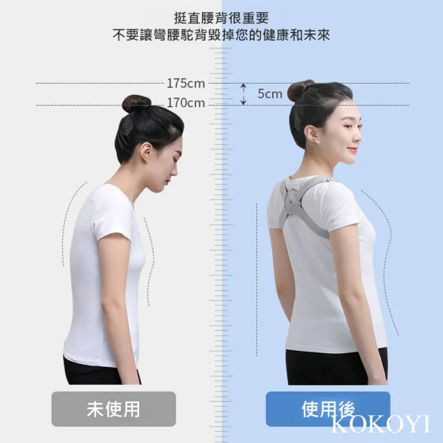 【KOKOYI】日本智能透氣震動駝背矯正帶(調節坐姿 調整 背部)