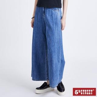 【5th STREET】女裝 長褲 寬褲 牛仔褲 牛仔 刺繡 中藍(937005)