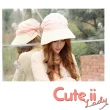【Cute ii Lady】絕美蝴蝶結蕾絲空頂防曬草帽 戶外遮陽帽(粉)