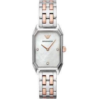 【EMPORIO ARMANI】方形珍珠貝晶鑽女錶 禮物 送禮 推薦(AR11146)