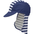 【Playshoes】嬰兒童抗UV防曬水陸兩用遮頸帽-海軍風(護頸遮脖遮陽帽泳帽)
