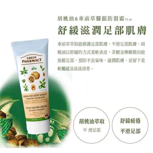 【GREEN PHARMACY 草本肌曜】足部修護霜 75g系列(2款可選-雪松果酸/胡桃車前草)