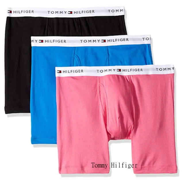 【Tommy Hilfiger】男時尚黑藍粉色混搭四角修飾內著3件組-網(預購)