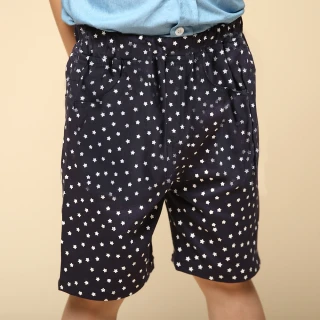 【Azio Kids 美國派】男童  短褲 滿版星星後口袋貼布休閒短褲(藍)