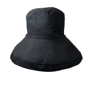 【Lavender】韓版雙面漁夫帽-大帽緣系列 午夜黑-可折疊收納(漁夫帽)