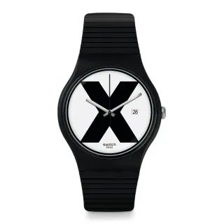 【SWATCH】New Gent 原創系列手錶 XX-RATED BLACK 黑色X 瑞士錶 錶(41mm)