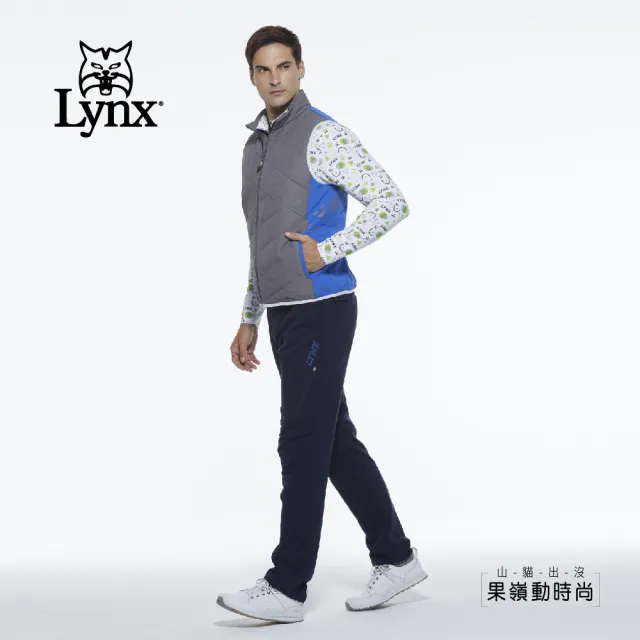 【Lynx Golf】男款防潑水防風保暖科技羽絨異材質剪裁無袖背心(寶藍色)