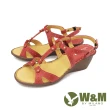 【W&M】女優雅繞踝坡跟厚底彈力涼鞋 女鞋(紅)