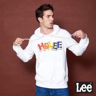 【Lee】男裝 帽T / 多彩復古 H.D.印花 月光白(LL200013K15)