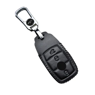【Morbido蒙彼多】M-Benz賓士E-Class系列手縫真皮汽車鑰匙套(3鍵黑)