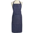 【KitchenCraft】平口雙袋圍裙 條紋藍(廚房圍裙 料理圍裙 烘焙圍裙)