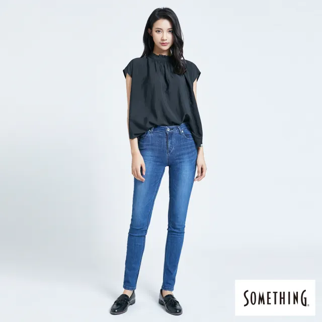 【SOMETHING】女裝 蜜桃提臀窄直牛仔褲(中古藍)