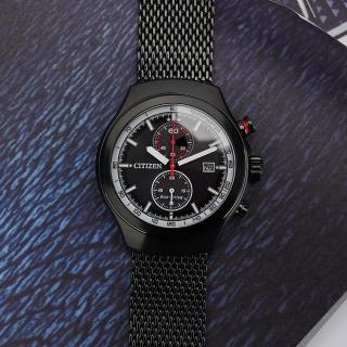 【CITIZEN 星辰】光動能計時手錶-黑/43.5mm 男錶 畢業禮物(CA7015-82E)