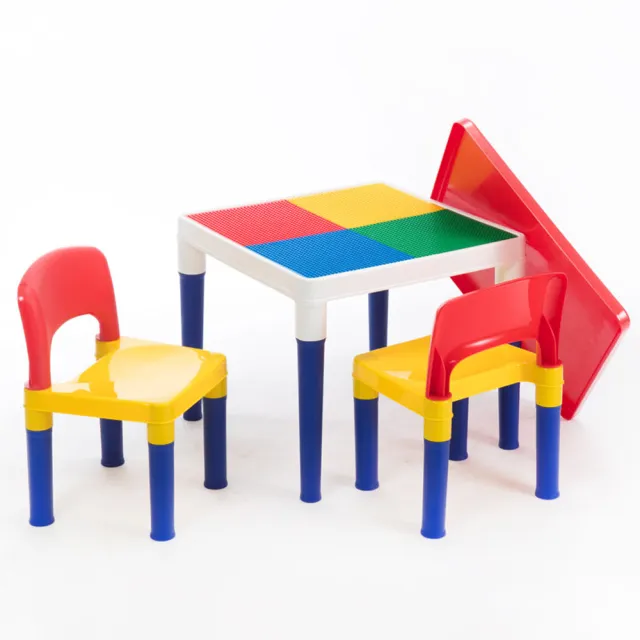 【DELSUN】積木桌椅組 繽紛彩虹