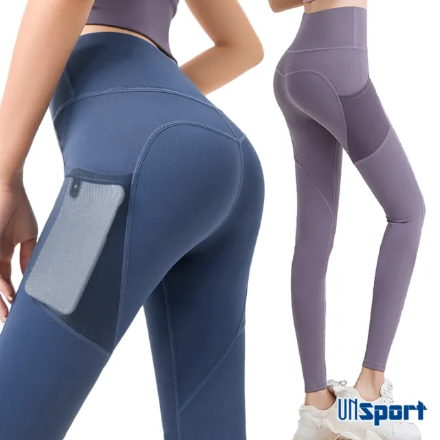 【Un-Sport 高機能】出清品 親膚提臀系列-高彈網紗拼接雙口袋瞬吸排濕九分褲(版型偏小一碼)
