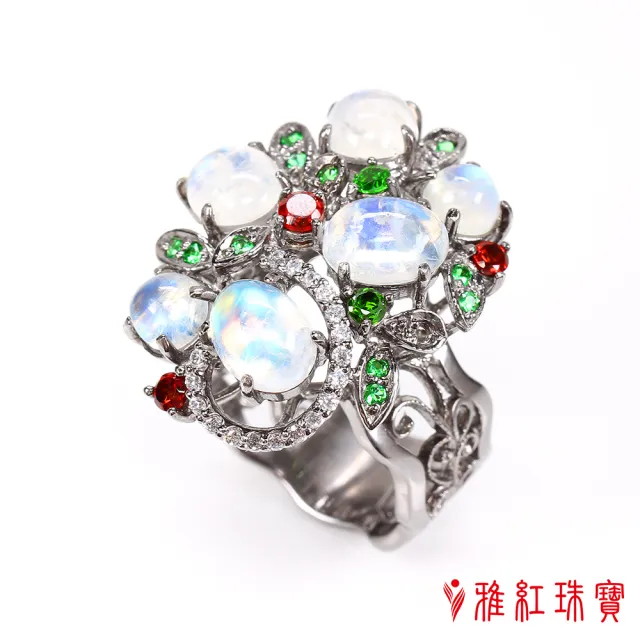 【寶石方塊】天然月光石戒指-出水芙蓉-925銀飾