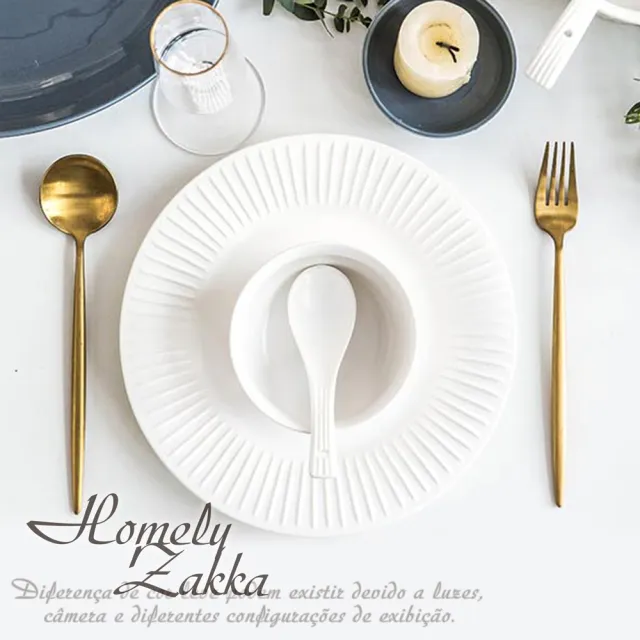 【Homely Zakka】北歐創意輕奢風立體豎條紋陶瓷餐具_圓形湯盤21.5cm(飯碗 湯碗 餐具 餐碗 盤子 器皿)