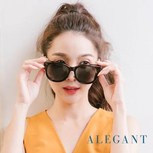 【ALEGANT】時尚甜茶棕圓框全罩式偏光墨鏡/外掛式UV400太陽眼鏡(外掛式/包覆式/寶麗來墨鏡/車用眼鏡)