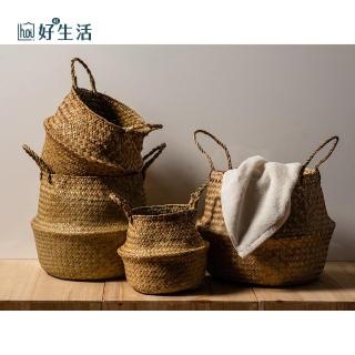 【hoi! 好好生活】草編可折疊/收納籃多尺寸可選