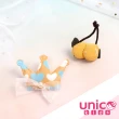 【UNICO】兒童少髮量活潑黃搭蕾絲皇冠造型汗毛夾髮夾-5入組(髮飾/配件/聖誕)