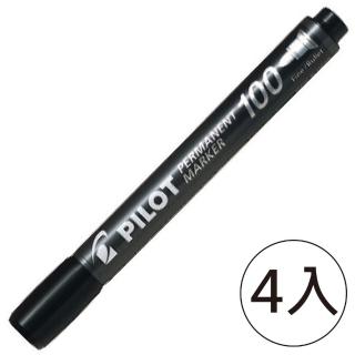 【PILOT 百樂】SCA-100 100型麥克筆-圓頭 黑(4入1包)