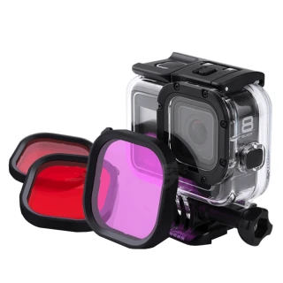 【百寶屋】GoPro HERO8 原廠防水殼專用潛水濾鏡3入組 紅/紫/粉
